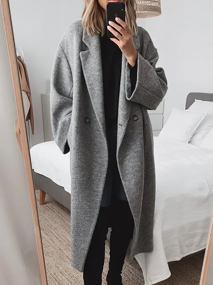 Long woven fleece jacket