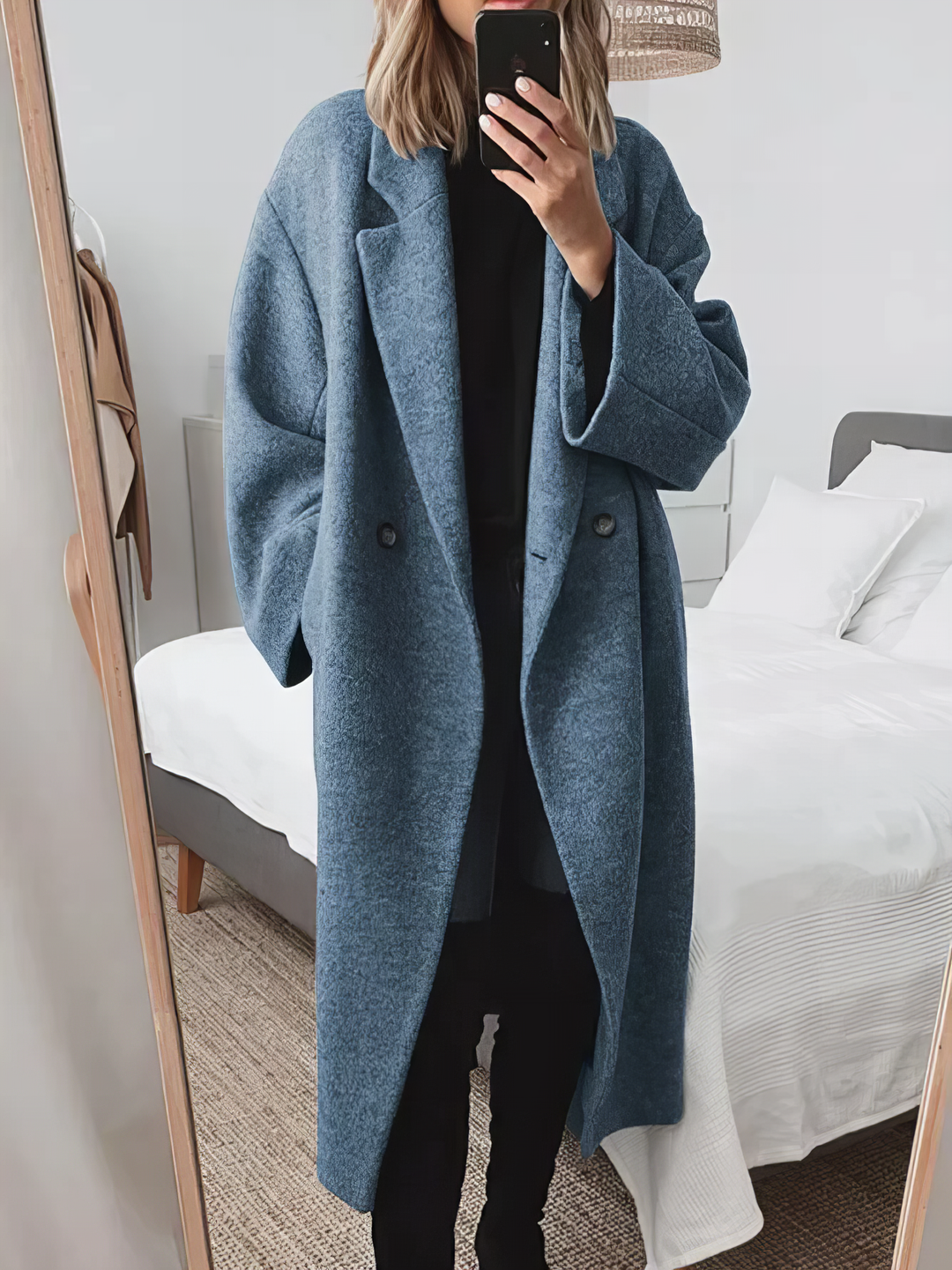 Long woven fleece jacket