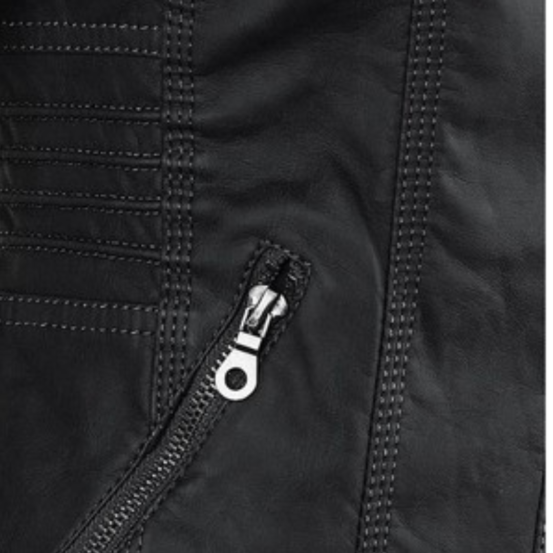 Leather Jacket with Hood