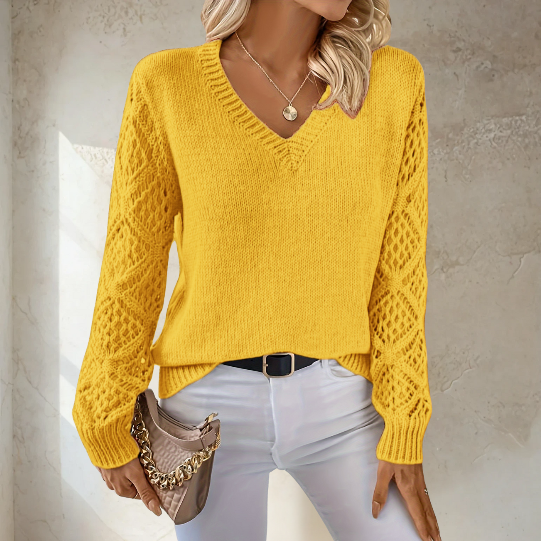 Elegant sweater with V-neck