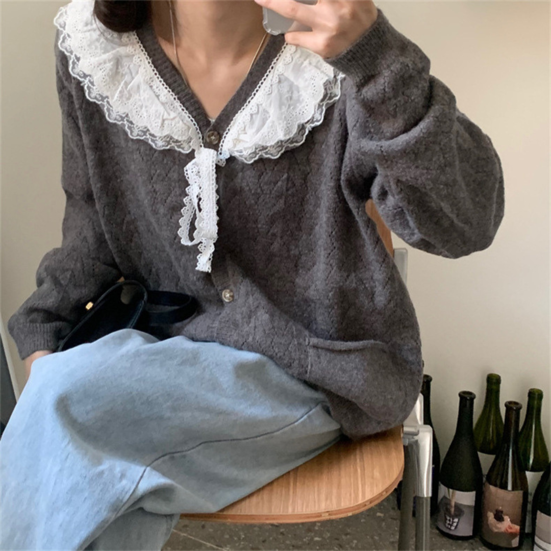 Elegant Cardigan with Romantic Details