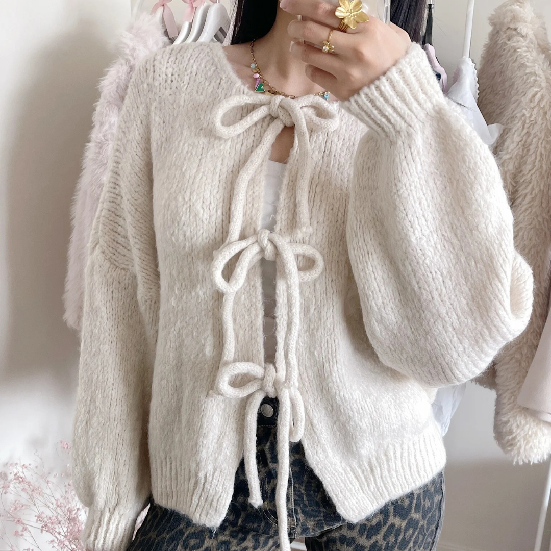 Wool Cardigan with Knotted Details