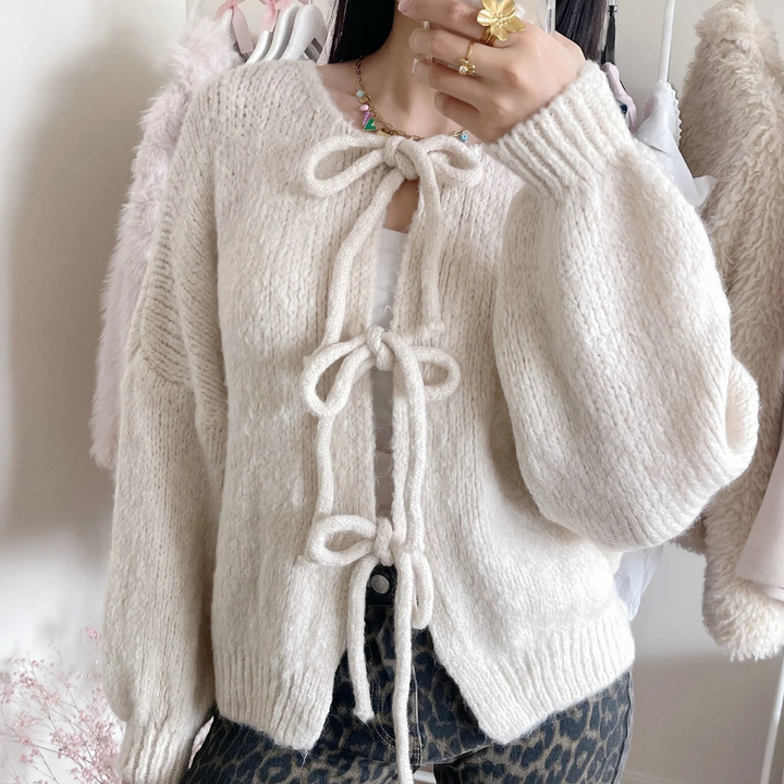 Wool Cardigan with Knotted Details