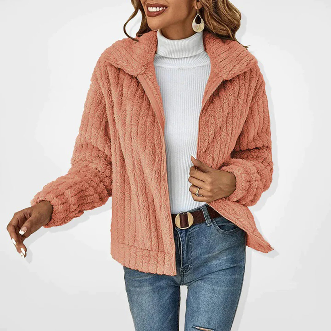 Long Fleece Cardigan with Collar