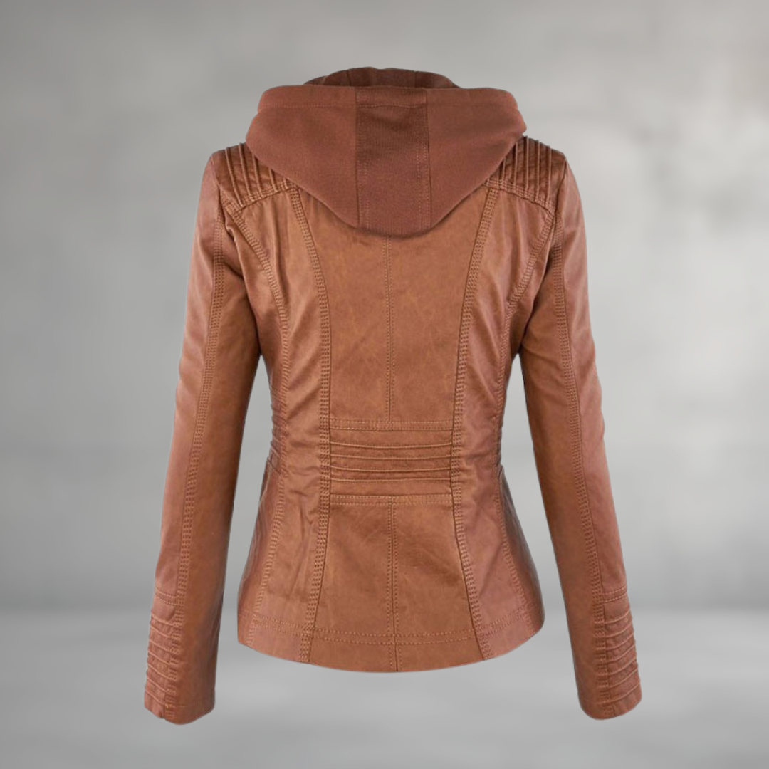 Leather Jacket with Hood