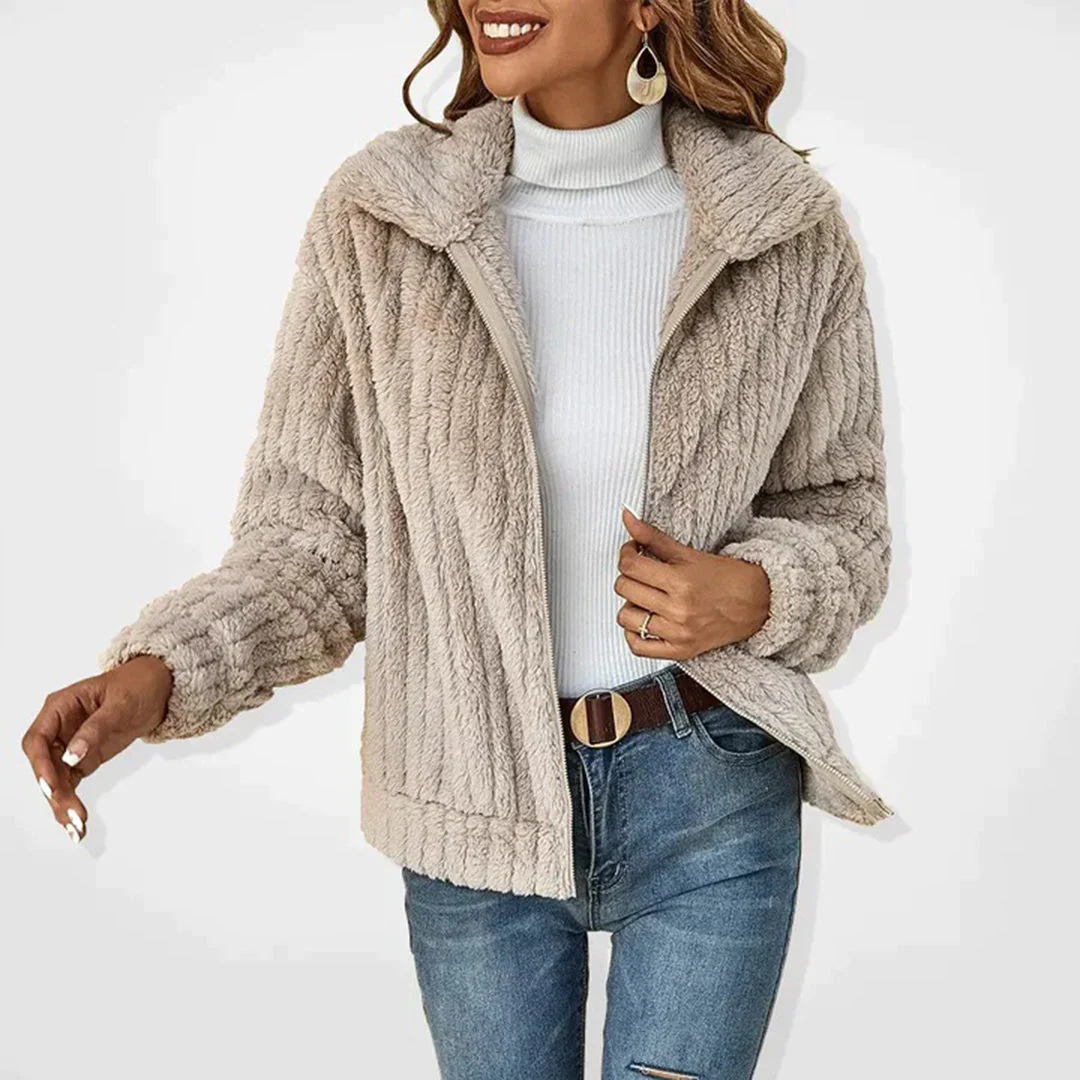 Long Fleece Cardigan with Collar