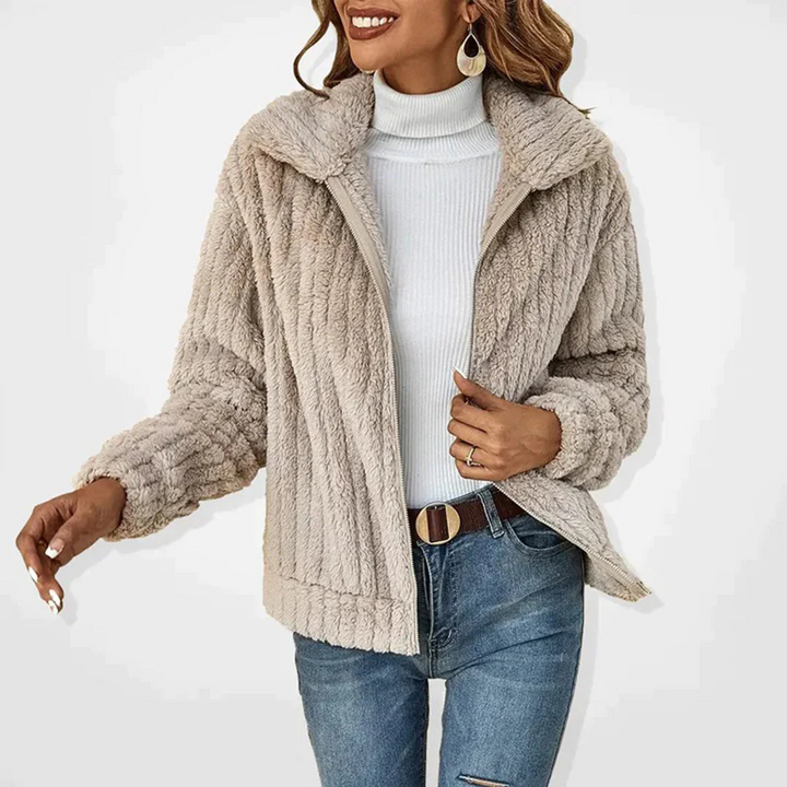 Long Fleece Cardigan with Collar