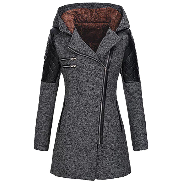 Elegant Coat with Faux Leather Details