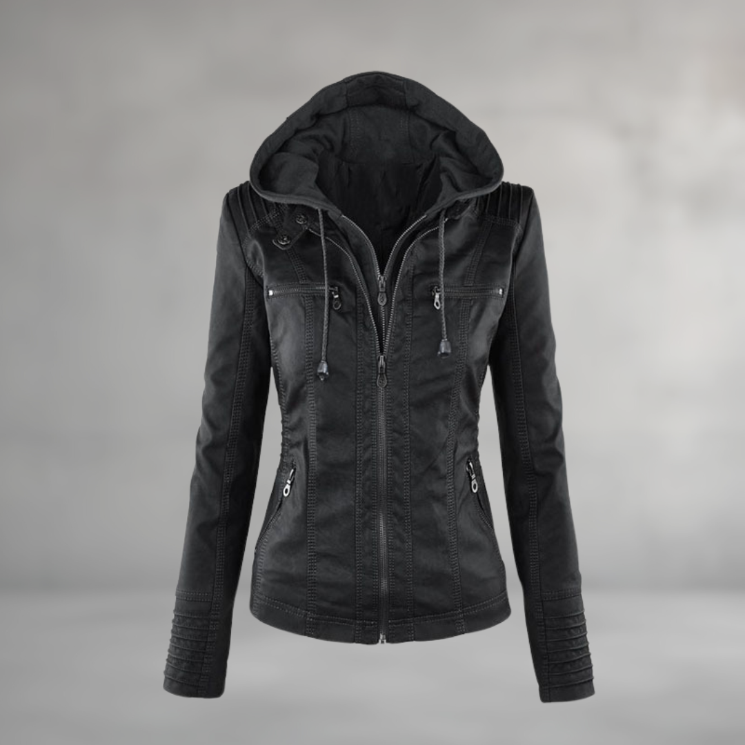 Leather Jacket with Hood