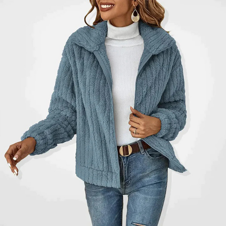 Long Fleece Cardigan with Collar