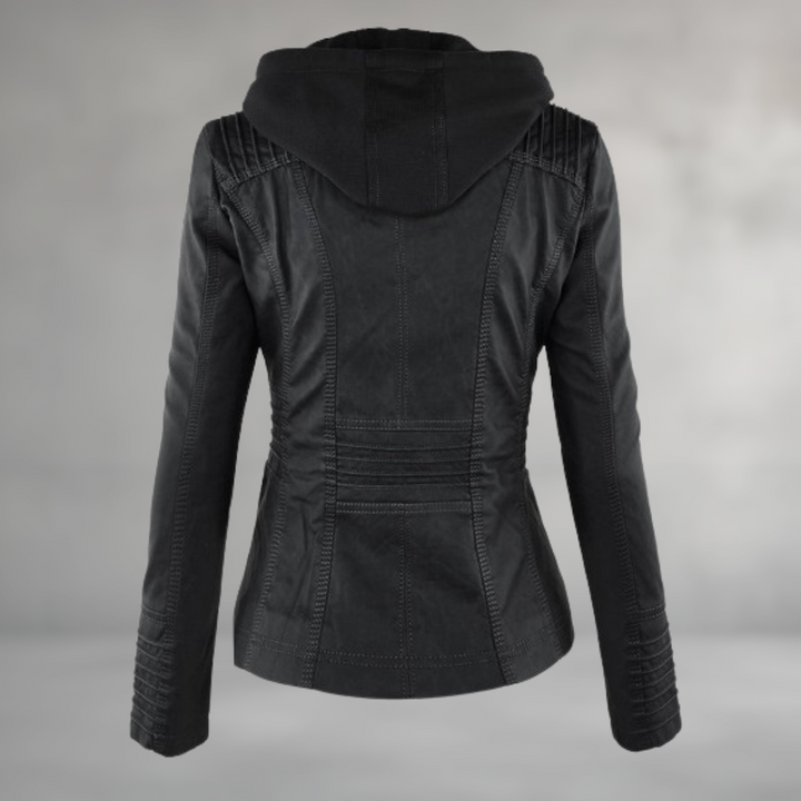 Leather Jacket with Hood