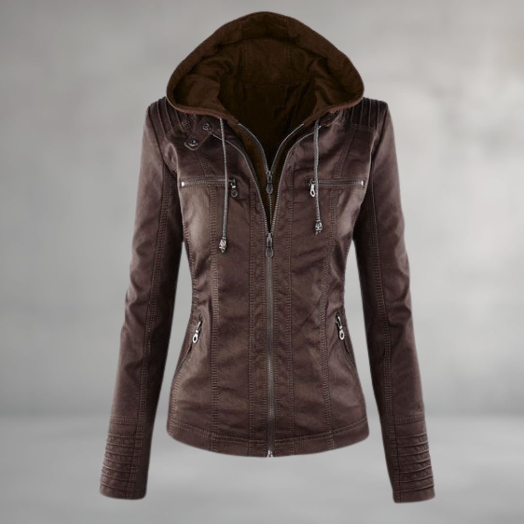 Leather Jacket with Hood