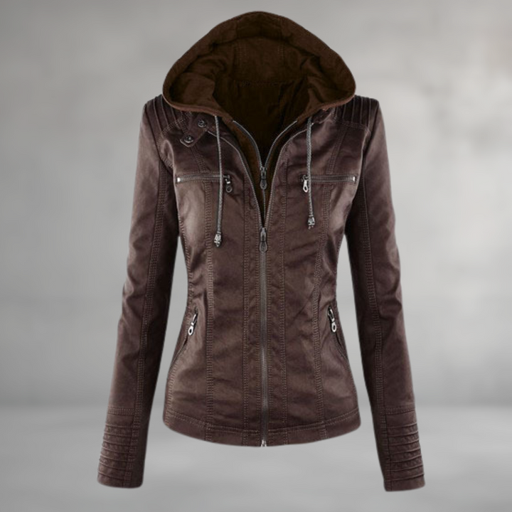 Leather Jacket with Hood