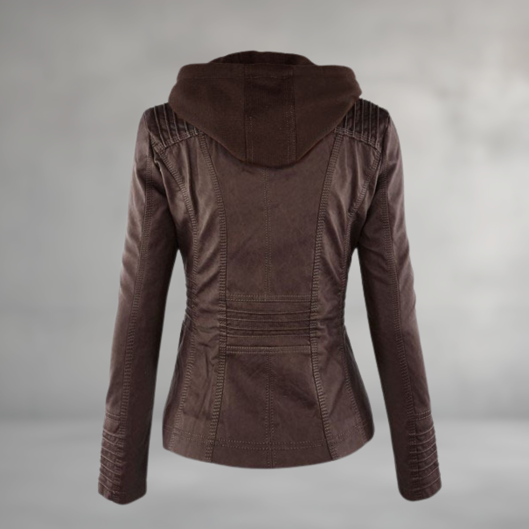 Leather Jacket with Hood