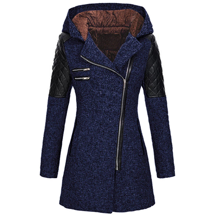 Elegant Coat with Faux Leather Details