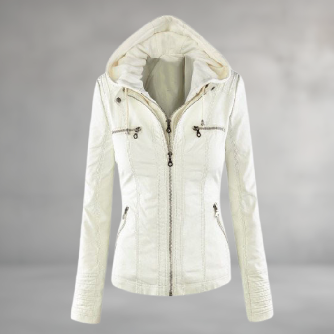 Leather Jacket with Hood