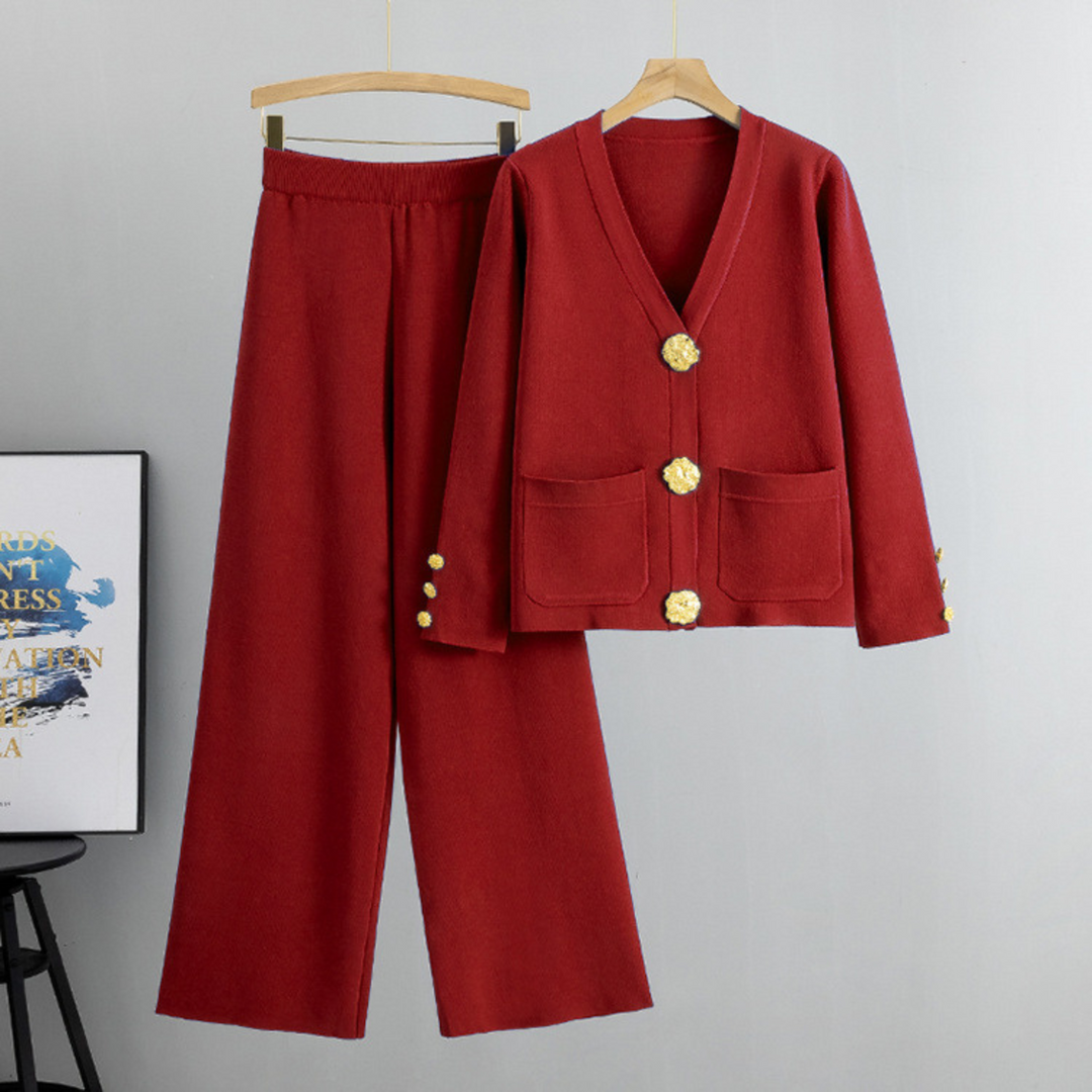 Golden Detail Knit Set