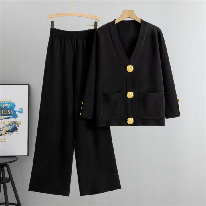 Golden Detail Knit Set