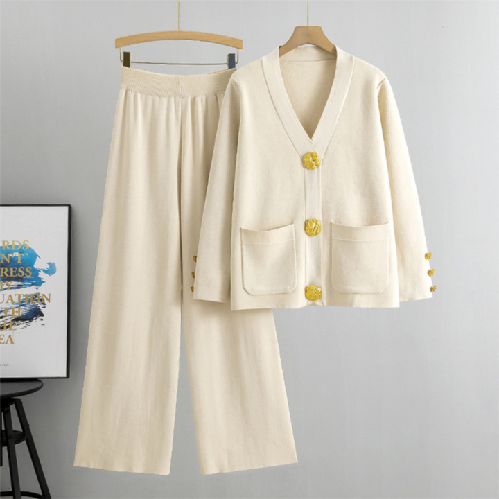 Golden Detail Knit Set