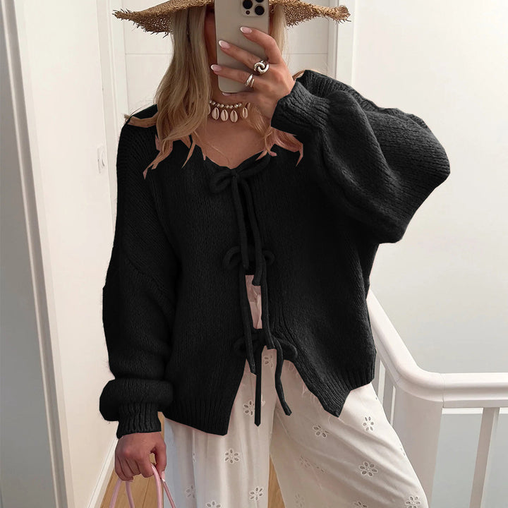 Wool Cardigan with Knotted Details