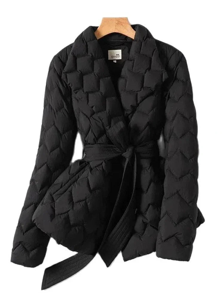 Quilted Coat with Belt