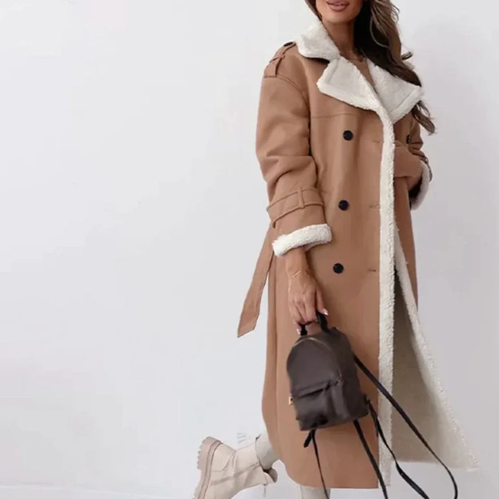 Double-Breasted Fleece-Lined Coat