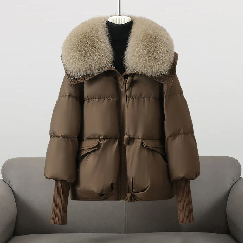 Puffer Jacket with Fur Collar