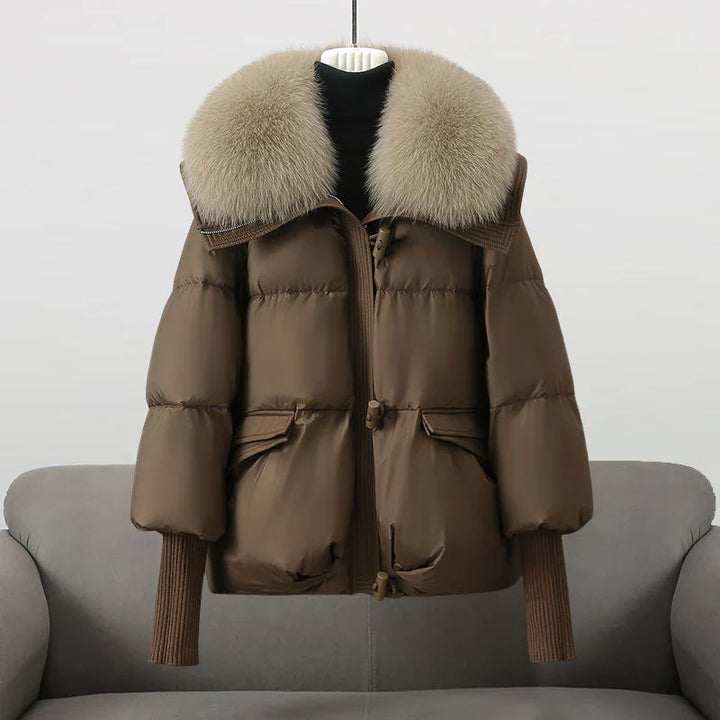 Puffer Jacket with Fur Collar