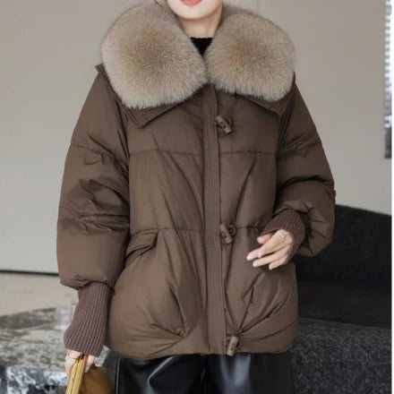 Puffer Jacket with Fur Collar