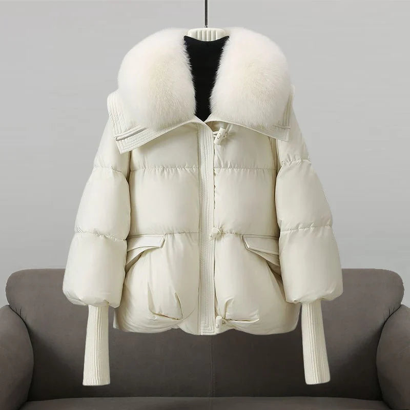 Puffer Jacket with Fur Collar