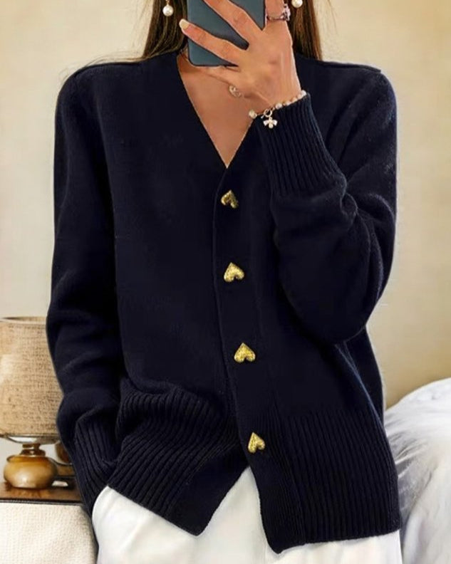 Soft cardigan with heart buttons