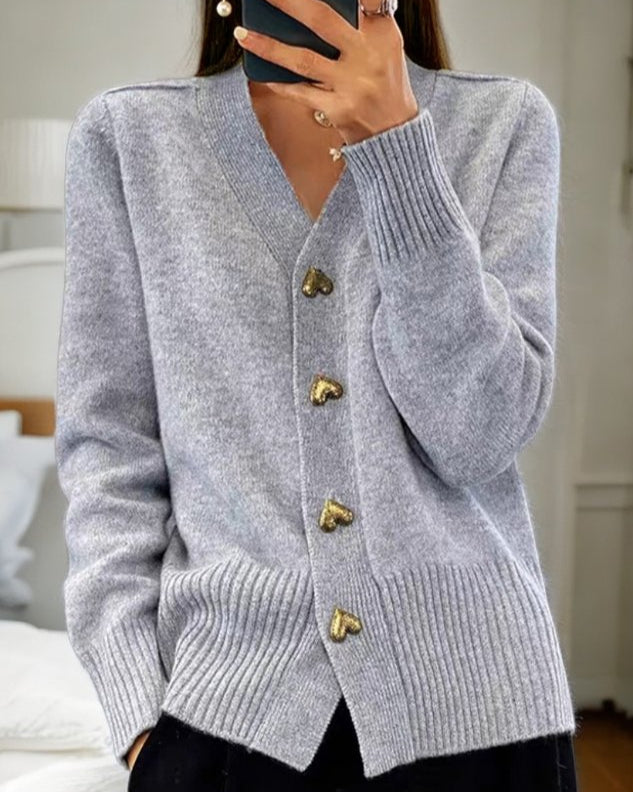 Soft cardigan with heart buttons