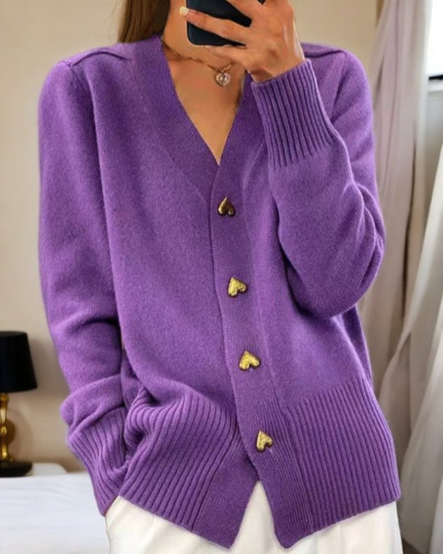 Soft cardigan with heart buttons