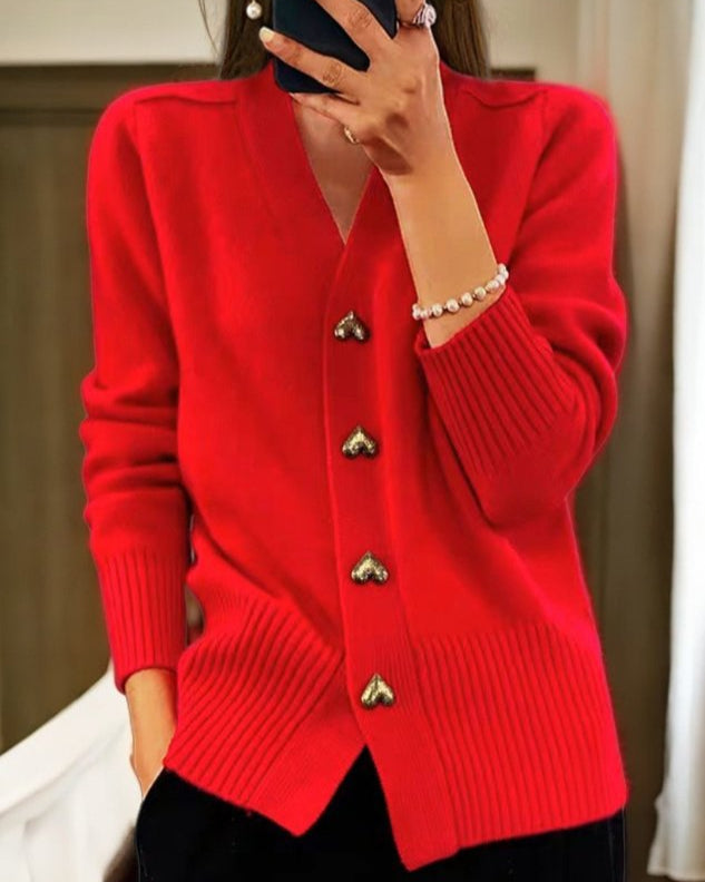 Soft cardigan with heart buttons